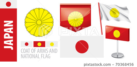 Vector set of the coat of arms and national flag of Japan Vector set of the coat of arms and national flag of Japan 70368456