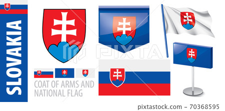 Vector set of the coat of arms and national flag of Slovakia Vector set of the coat of arms and national flag of Slovakia 70368595