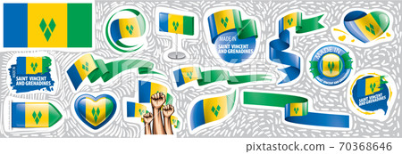 Vector set of the national flag of Saint Vincent and the Grenadines Vector set of the national flag of Saint Vincent and the Grenadines 70368646