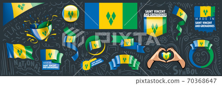 Vector set of the national flag of Saint Vincent and the Grenadines Vector set of the national flag of Saint Vincent and the Grenadines 70368647