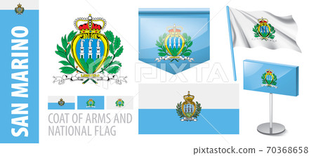 Vector set of the coat of arms and national flag of San Marino Vector set of the coat of arms and national flag of San Marino 70368658