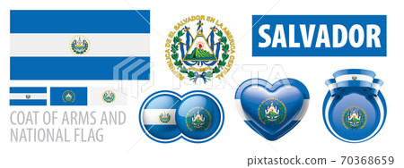 Vector set of the coat of arms and national flag of Salvador Vector set of the coat of arms and national flag of Salvador 70368659