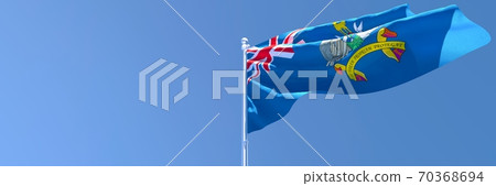3D rendering of the national flag of South Georgia and the South Sandwich Islands waving in the wind 70368694