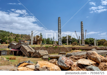 Ancient obelisks in city Aksum, Ethiopia Ancient obelisks in city Aksum, Ethiopia 70368725