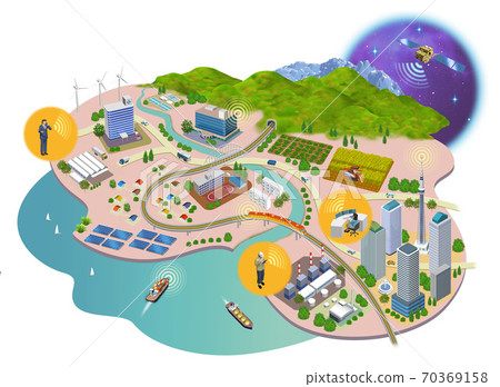 3D illustrations of houses and buildings in the Internet society 3D illustrations of houses and buildings in the Internet society 70369158