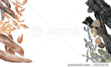 Japanese-style soup stock frame, watercolor-style hand-drawn illustration 70370170