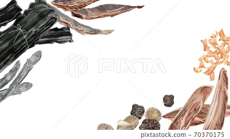 Japanese-style soup stock frame, watercolor-style hand-drawn illustration 70370175