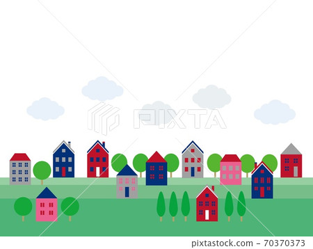 夏季城市景觀白色背景雲 插圖素材 圖庫