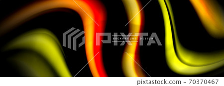 Dynamic motion abstract background. Color blurred stripes on black. Wave liquid lines poster. Vector illustration 70370467