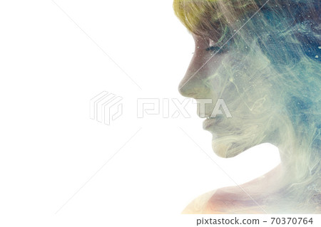 creative portrait female universe inner peace zen 70370764