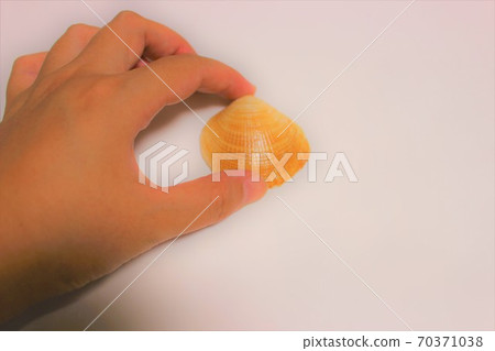 Female finger with seashell 70371038