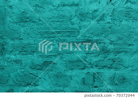 Blue plaster brick wall texture.Old retro building background copy space.Turquoise stone surface,detailed stone backdrop 70372044