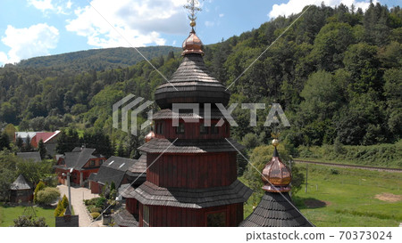 Aerial view of beautiful chapel. 70373024