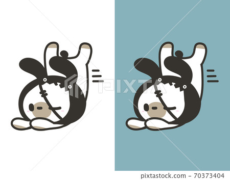 Illustration of a cute rabbit with a jagged hat that slides in. Icon, background, and illustration set Illustration of a cute rabbit with a jagged hat that slides in. Icon, background, and illustration set 70373404