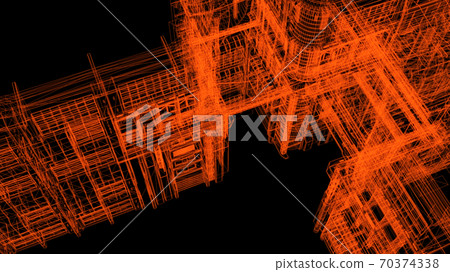 wire frame model of city - 3D Rendering 70374338