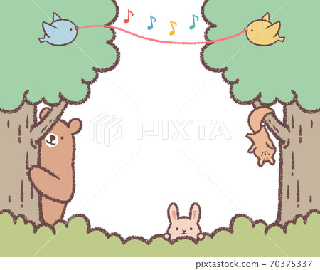 Frame of trees, grass, animals and birds 2 70375337
