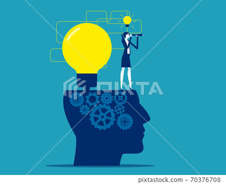 Business creative with Big human head and Working ideas Business creative with Big human head and Working ideas 70376708