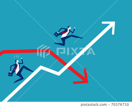 Business person jumping pass the arrow graph 70376710