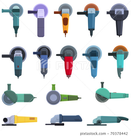 Grinding machine icons set, cartoon style 70378442