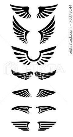 Set of wings icons. Design elements for logo, label, emblem, sign. Set of wings icons. Design elements for logo, label, emblem, sign. 70379144