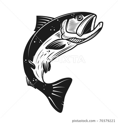 Salmon icon isolated on white background. Design element for logo, label, emblem, sign, banner, poster. 70379221