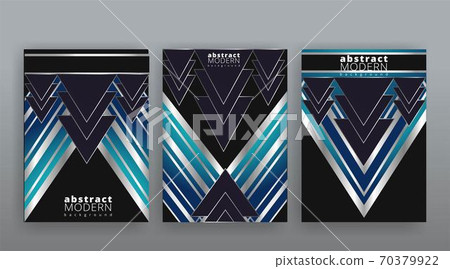 Abstract page templates set, retro wave creative hipster, silver metalic tech backgrond. Stylish geometric creative futuristic cover, 70379922