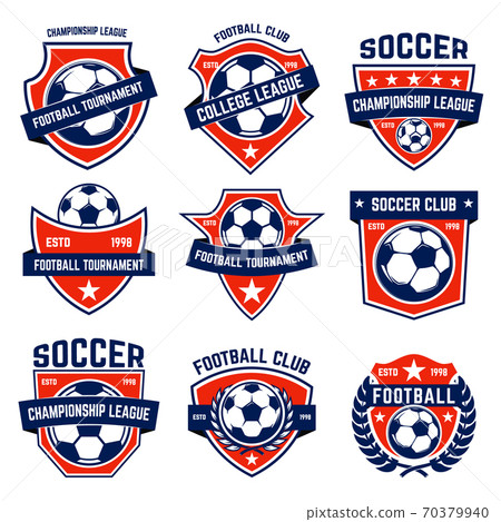 Set of soccer, football emblems. Design element for logo, label, emblem, sign. Set of soccer, football emblems. Design element for logo, label, emblem, sign. 70379940