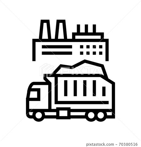 garbage truck and plant line icon vector illustration garbage truck and plant line icon vector illustration 70380516