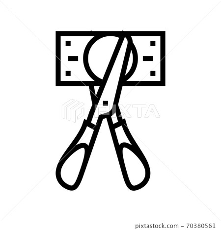 scissors cutting money banknote line icon vector illustration scissors cutting money banknote line icon vector illustration 70380561