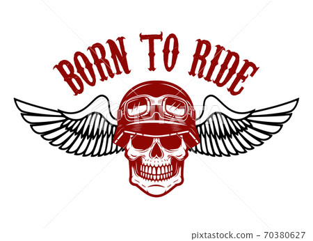 Emblem with racer skull and wings. Design element for logo, label, emblem, sign, badge. Emblem with racer skull and wings. Design element for logo, label, emblem, sign, badge. 70380627