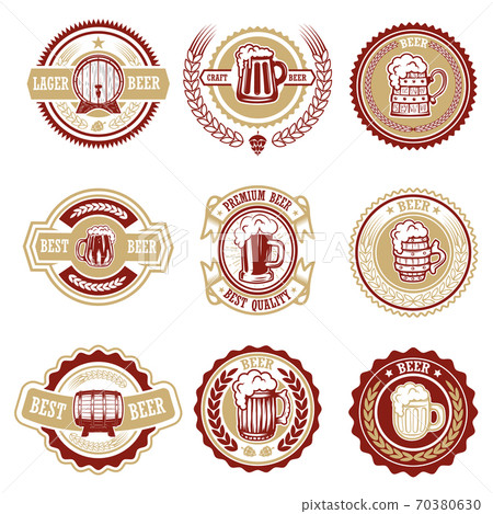 Set of vintage beer labels. Design elements for logo, label, emblem, sign, menu. 70380630