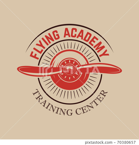 Aviation training center emblem template with retro airplane. Design element for logo, label, emblem, sign. Aviation training center emblem template with retro airplane. Design element for logo, label, emblem, sign. 70380657