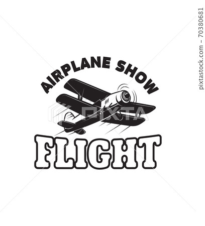 Aviation training center emblem template with retro airplane. Design element for logo, label, emblem, sign. 70380681