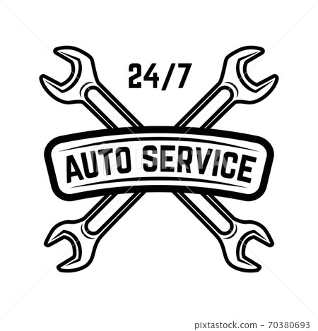 Auto service. Service station. Car repair. Design element for logo, label, emblem, sign. Vector illustration Auto service. Service station. Car repair. Design element for logo, label, emblem, sign. Vector illustration 70380693