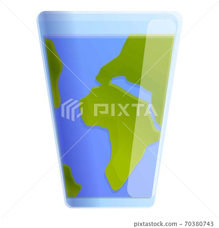 Global warming water glass icon, cartoon style Global warming water glass icon, cartoon style 70380743