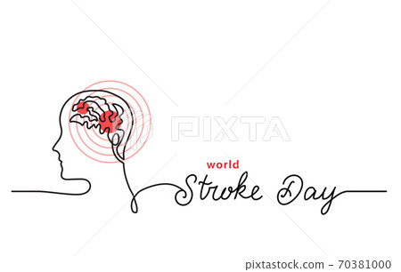 World Stroke Day Simple Line Border Web Stock Illustration
