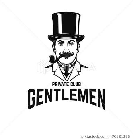 Private gentlemen club. Gentleman in retro hat and with smoking pipe. Private gentlemen club. Gentleman in retro hat and with smoking pipe. 70381236