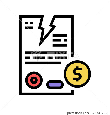 contract breaking color icon vector illustration contract breaking color icon vector illustration 70381752