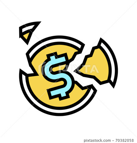 crashed coin color icon vector illustration 70382058