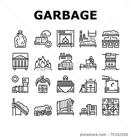 Factory Garbage Waste Collection Icons Set Vector 70382088