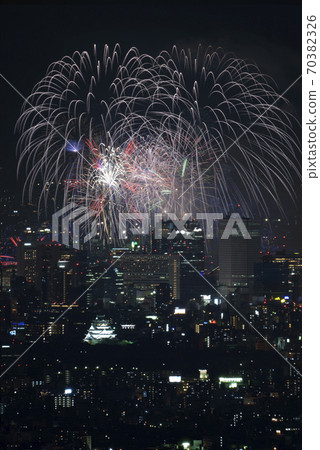Naniwa Yodogawa Fireworks Festival distant view Osaka Castle 70382326