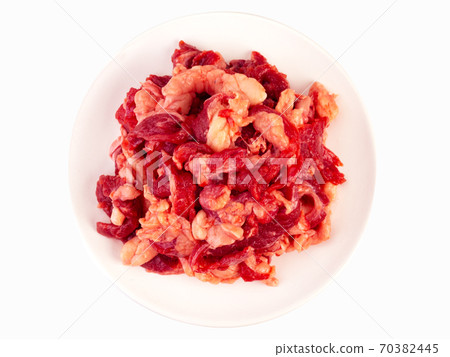 raw meat beef is on white background. raw meat beef is on white background. 70382445