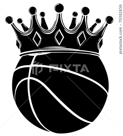 black silhouette King basket ball in a cartoon chair vector illustration 70382656
