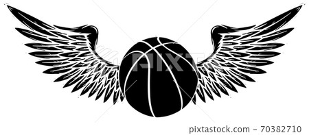 black silhouette Basketball sport emblem with wings. vector illustration 70382710