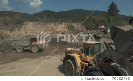 Closeup view of bulldozer. Closeup view of bulldozer. 70382726