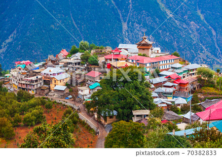 Kalpa town aerial panoramic view, India Kalpa town aerial panoramic view, India 70382833