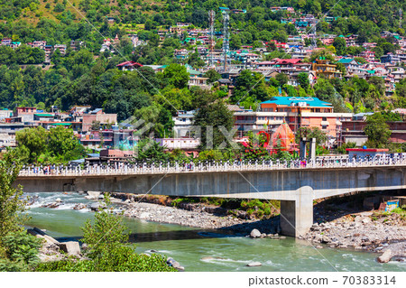 Beas river near Kullu town, India 70383314