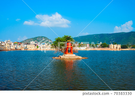 Hindu temple on Pushkar lake, India Hindu temple on Pushkar lake, India 70383330