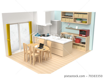 Work from home in the dining kitchen (background cut out) Work from home in the dining kitchen (background cut out) 70383350