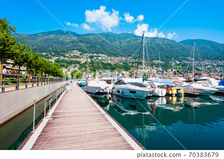 Locarno port with boats, Switzerland 70383679
